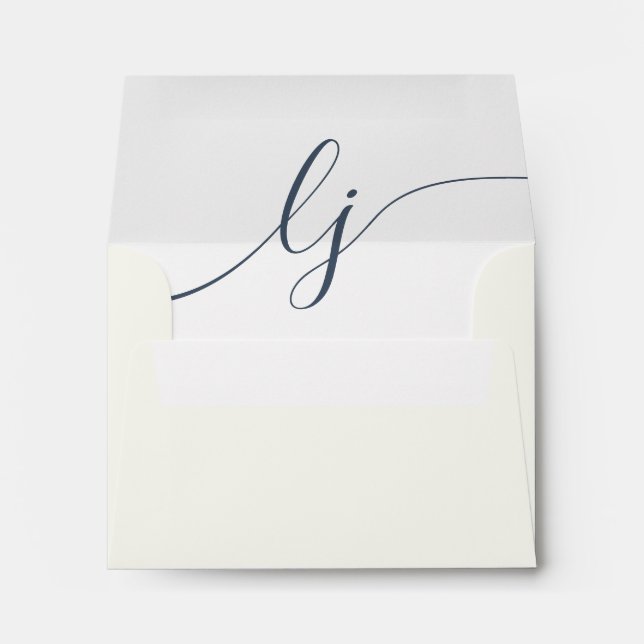 Simple Script Personalized Stationery Ivory Navy Envelope (Back (Bottom))