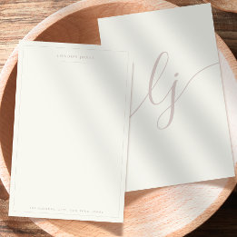 Simple Script Personalized Stationery Ivory Rose