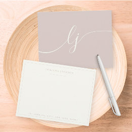 Simple Script Personalized Stationery Ivory & Rose Card