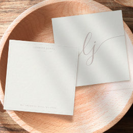 Simple Script Personalized Stationery Ivory Rose Card