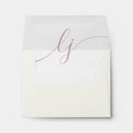 Simple Script Personalized Stationery Ivory Rose Envelope