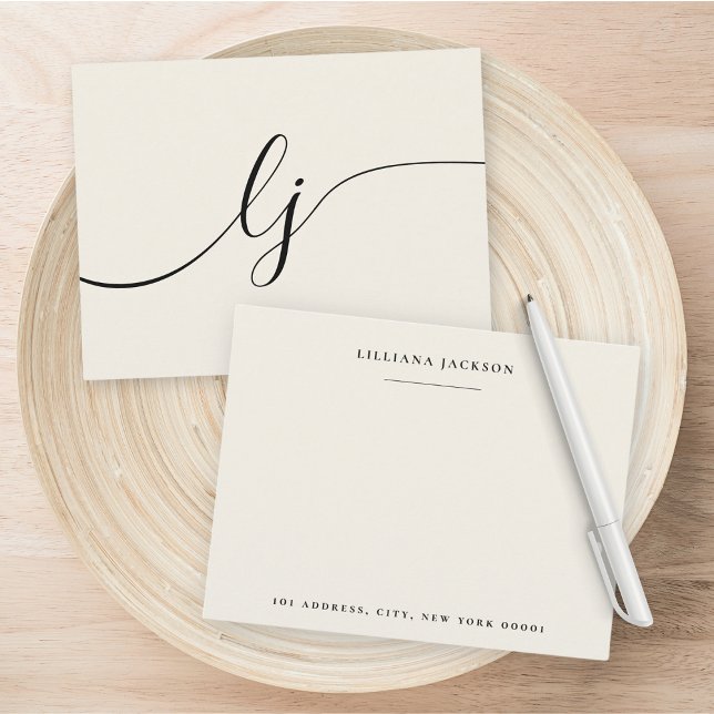 Simple Script Personalized Stationery Monogram Card (Creator Uploaded)