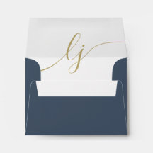 Simple Script Personalized Stationery Navy Gold