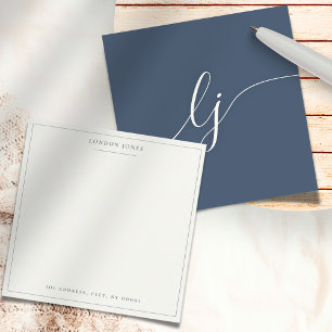 Simple Script Personalized Stationery Navy Ivory Card