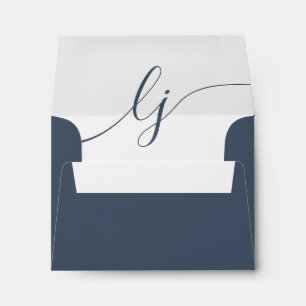 Simple Script Personalized Stationery Navy Ivory Envelope
