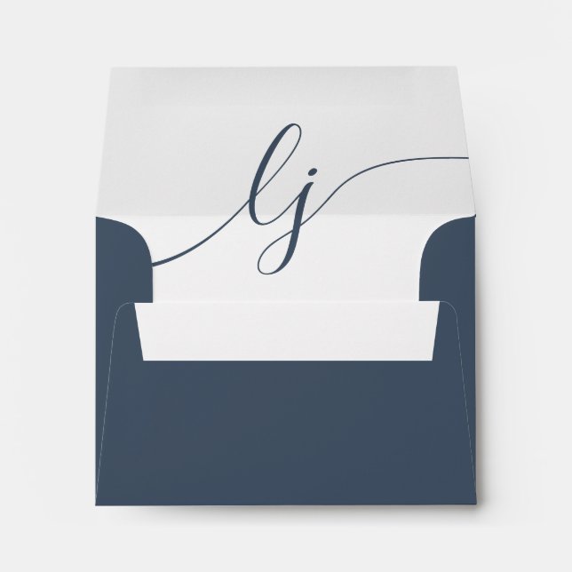 Simple Script Personalized Stationery Navy Ivory Envelope (Back (Bottom))