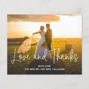 Simple Script Photo Budget Wedding Thank You Card