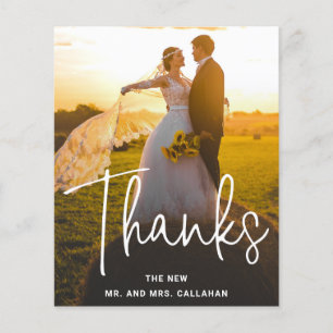 Simple Script Photo Budget Wedding Thank You Card