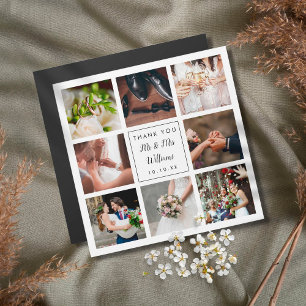 Simple Script Photo Collage Wedding Thank You 