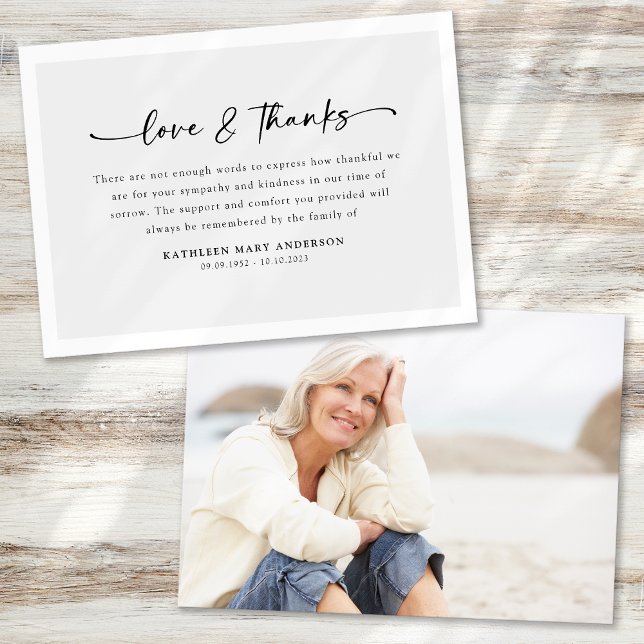 Simple Script Photo Funeral Thank You Card (Creator Uploaded)