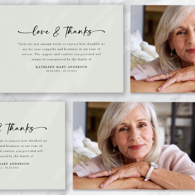 Simple Script Photo Funeral Thank You Card (Creator Uploaded)
