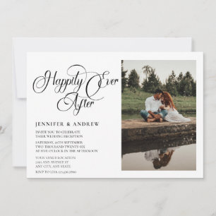 Simple Script Photo Reception Wedding Invitation