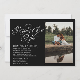 Simple Script Photo Reception Wedding Invitation