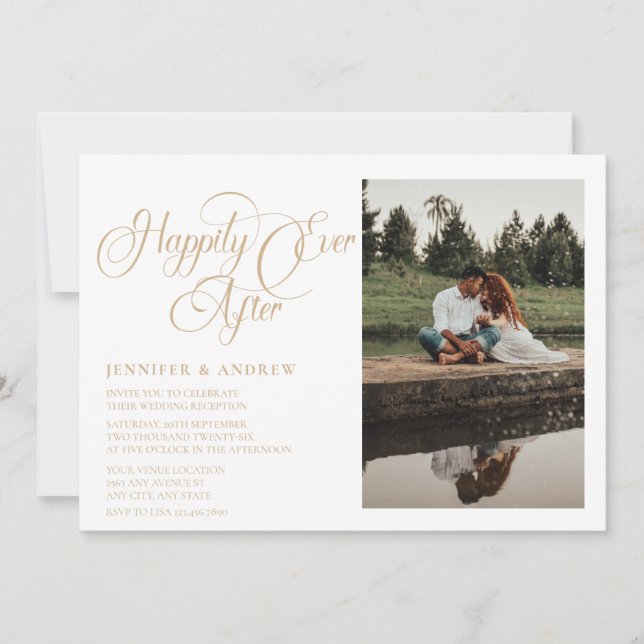 Simple Script Photo | Reception Wedding Invitation (Front)