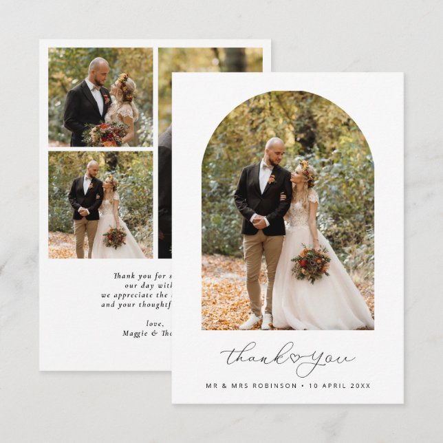 Simple script photo wedding thank you card (Front/Back)
