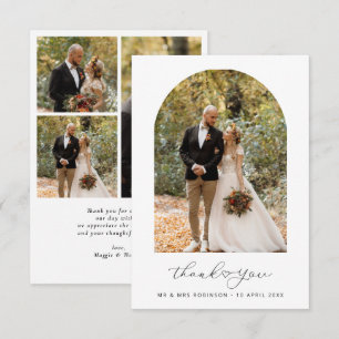 Simple script photo wedding thank you card