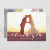 Simple Script Photo Wedding Thank You Postcard (Front/Back)