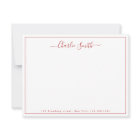 Simple script red border personalized stationery