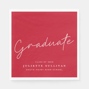 Simple Script Red Graduation Party Napkin