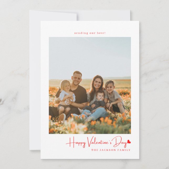 Simple Script Red Heart Valentine's Card Photo (Front)