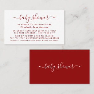 Simple Script - Red & White Baby Shower Invitation