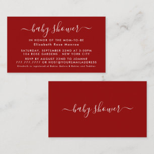 Simple Script - Red & White Baby Shower Invitation