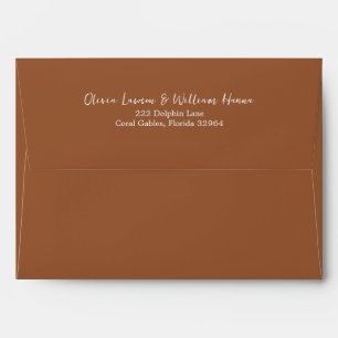Simple Script Return Address Burnt Orange Envelope