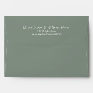 Simple Script Return Address Sage Green Envelope