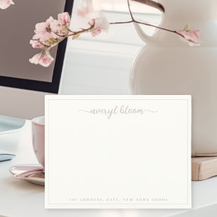 Simple Script Rose Border Personalized Stationery  Card