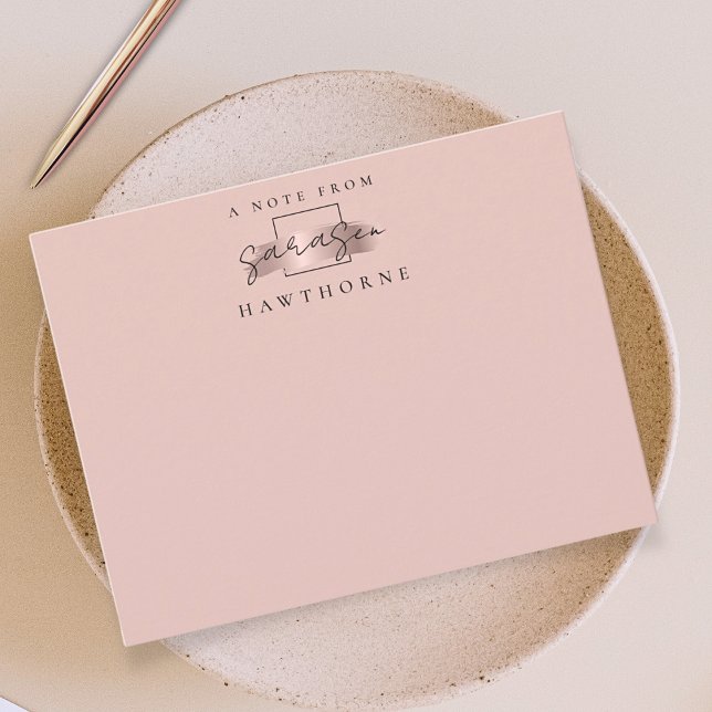 Simple Script Rose Gold Personalized Stationery Card (Creator Uploaded)