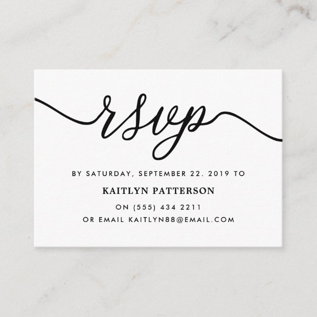 Simple Script RSVP Enclosure Card (Front)
