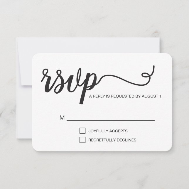 Simple script RSVP noir et blanc élégant (Devant)
