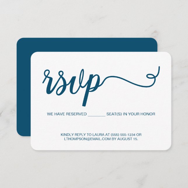 Simple Script RSVP without mailing blue custom (Front/Back)