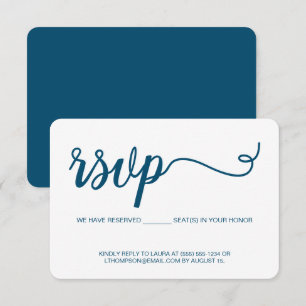 Simple Script RSVP without mailing blue custom Card
