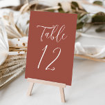 Simple Script Rust Wedding Table Number<br><div class="desc">Elegant wedding table numbers featuring the table number displayed in a simple white script with a rust background. The text and background colours can be changed to your wedding colours using the editing tools. To order these table cards, individually edit the card with the number and add it to your...</div>