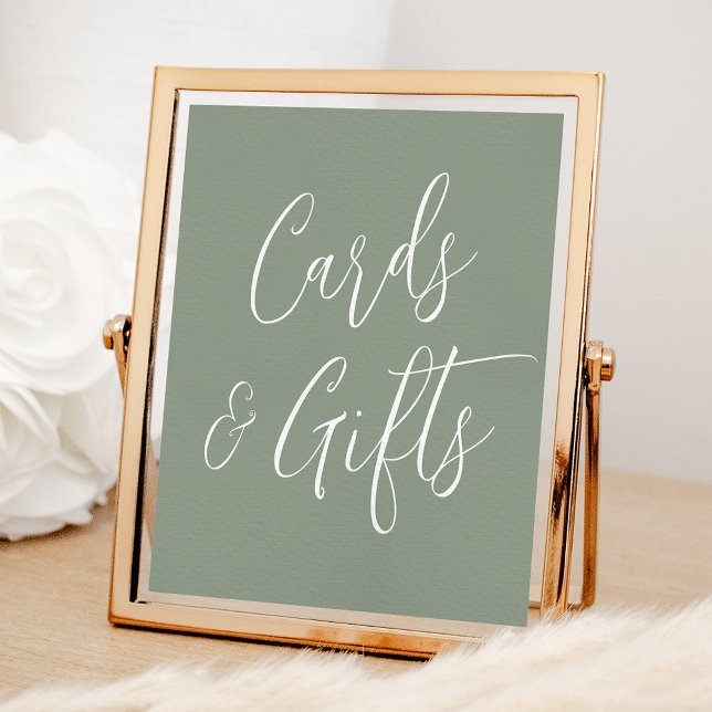 Simple Script Sage Green Wedding Cards and Gifts Poster (Creator Uploaded)