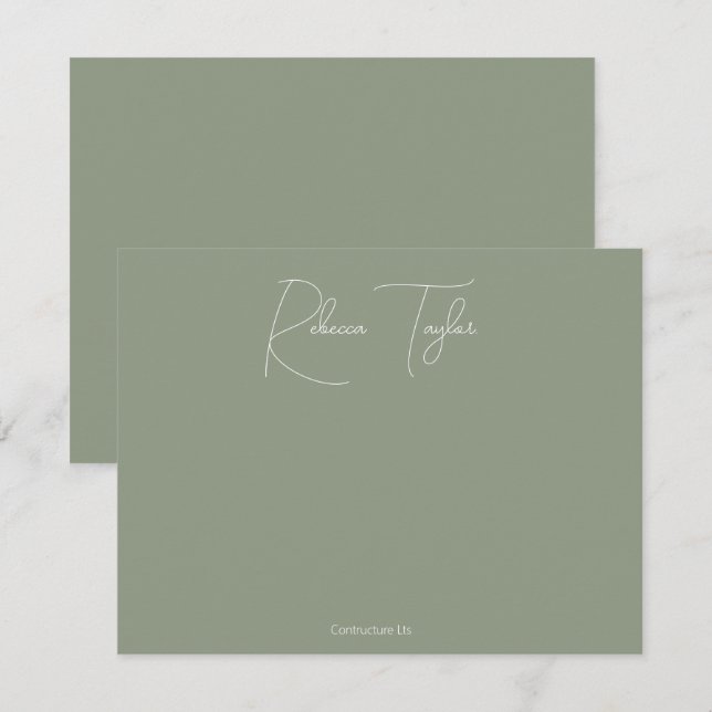 Simple Script Sage Handwritting Name Stationery  Card (Front/Back)