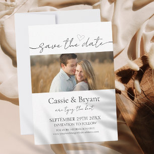 Simple Script Save the Date Monogram Invitation
