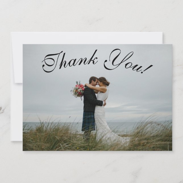 Simple script – Scottish wedding Thank You Card (Front)