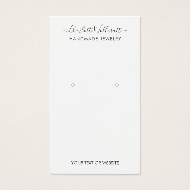 Simple Script Signature Earring Display Card (Front)