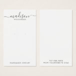 Simple Script Signature Earring Display Card<br><div class="desc">A simple custom white earring display card card with dark black script type, trendy signature style. Small printed holes are for earring placement if need, otherwise you may delete the holes. The cuts are simulated in the artwork. Artwork will be printed as shown and will not contain any precut holes....</div>