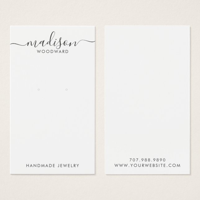 Simple Script Signature Earring Display Card (Front & Back)