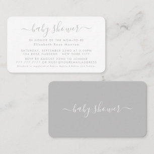 Simple Script - Silver & White Baby Shower Invite