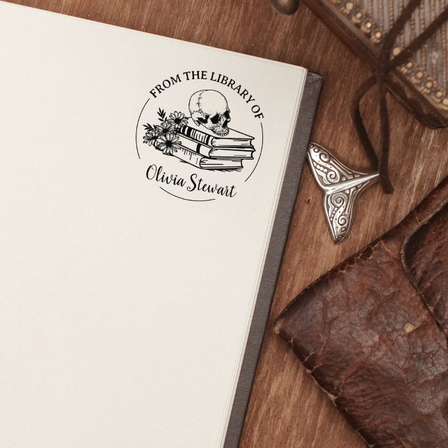 Simple Script Skull Flower Book Rubber Stamp (Creator Uploaded)