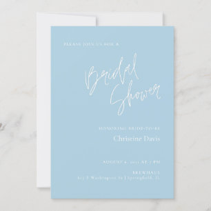 Simple Script Soft Blue Bridal Douche invitation