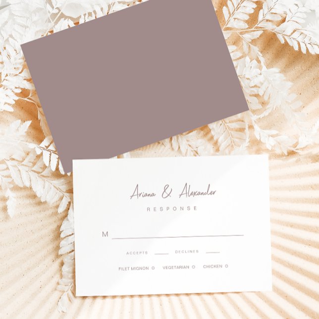 Simple Script Taupe Wedding RSVP Card (Creator Uploaded)
