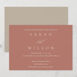 Simple Script Terracotta Couples Shower Invite