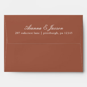 Simple Script Terracotta Return Address Wedding Envelope