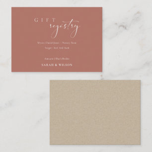 Simple Script Terracotta Wedding Gift Registry Enclosure Card