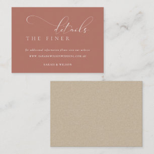 Simple Script Terracotta Wedding Website Details Enclosure Card